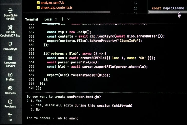 Computer screen displaying lines of code