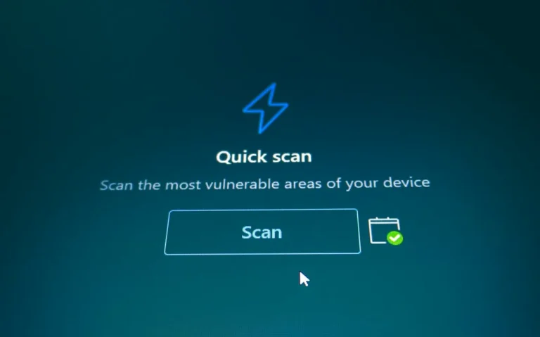 Quick scan button on a blue background